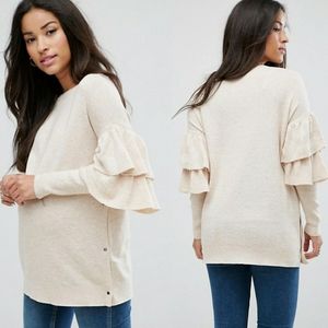 ASOS Maternity Nursing Ruffle Sweater Cream 6